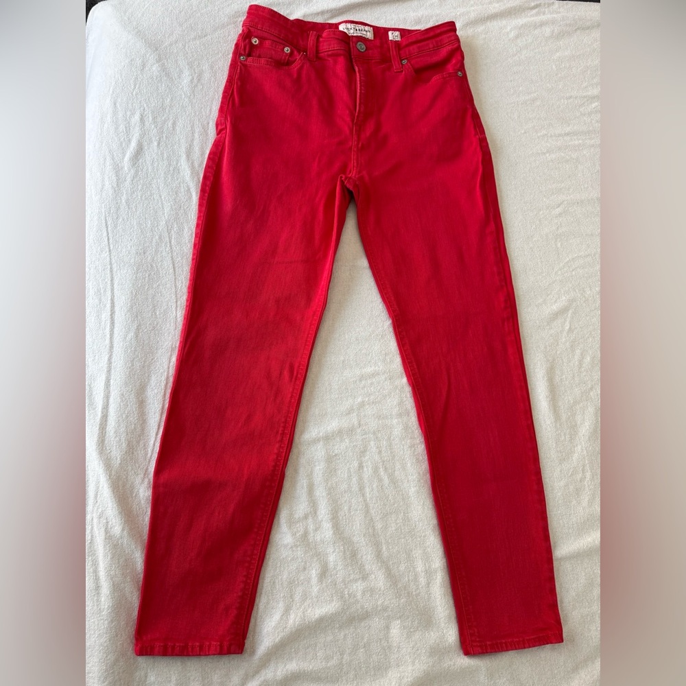 Lucky Brand Bright Red Bridgette Skinny Ankle Jeans